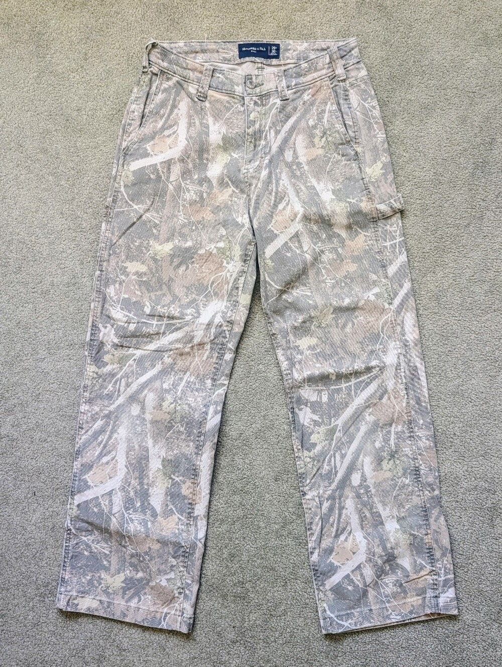 Pre-Loved Abercrombie & Fitch canvas Pants 29x30 Brown Baggy Camo Carpente Pants